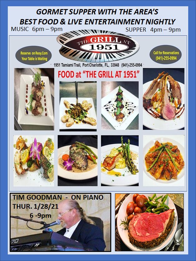 Promotional poster of The Grill at 1951’s food and entertainment