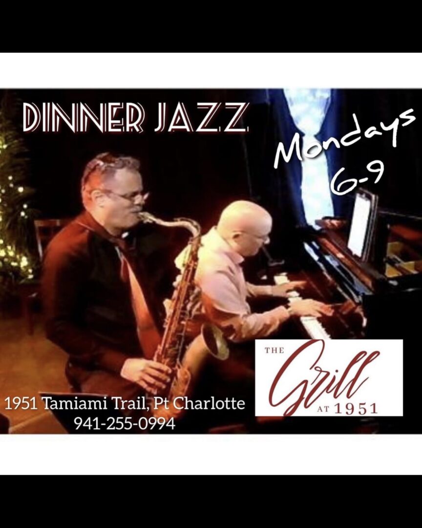 Promotional poster for the Monday Dinner Jazz show at The Grill at 1951