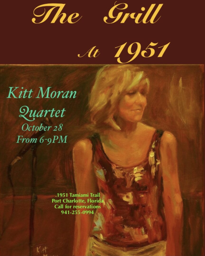 Promotional poster for Kitt Moran Quartet’s performance at The Grill at 1951