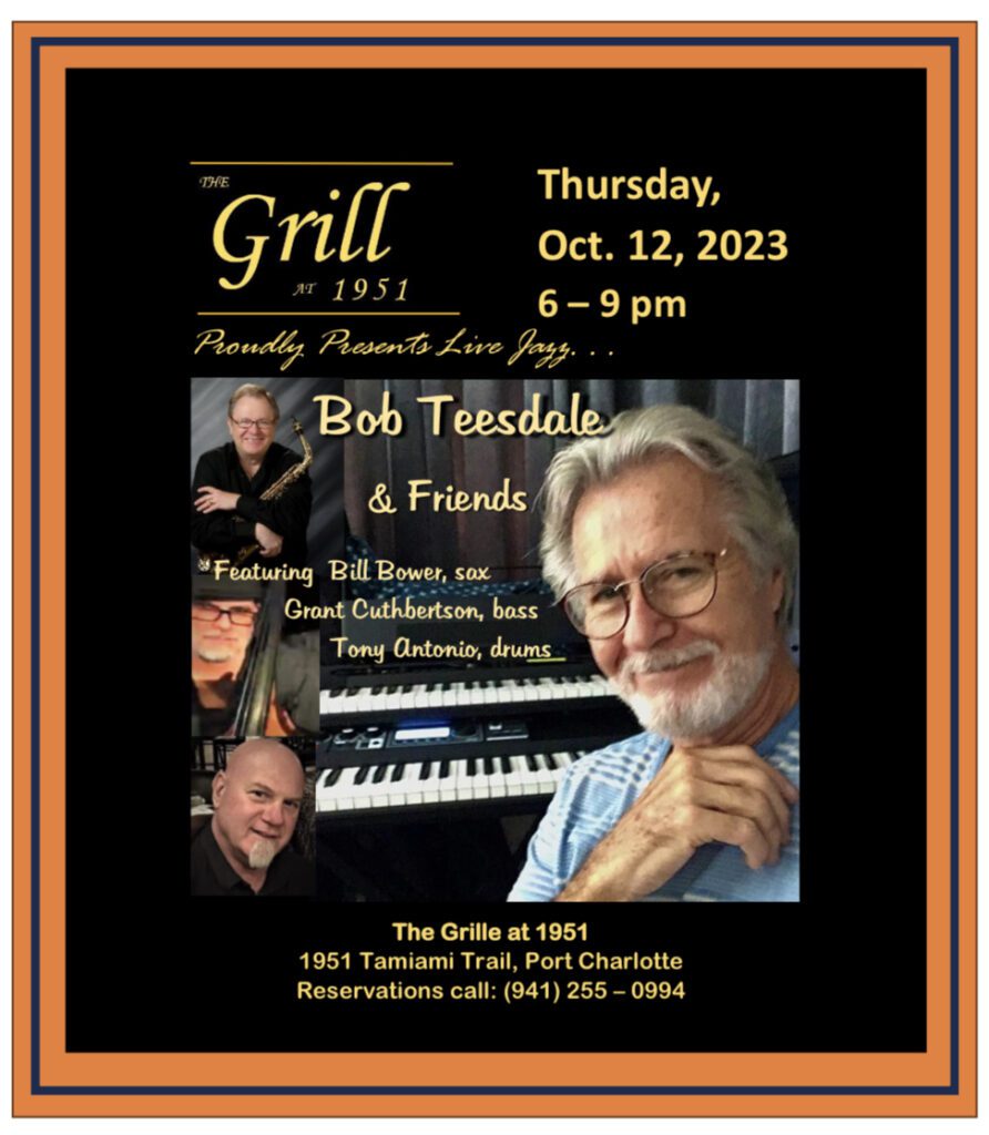 A poster of the grill with a picture of bob teesdale