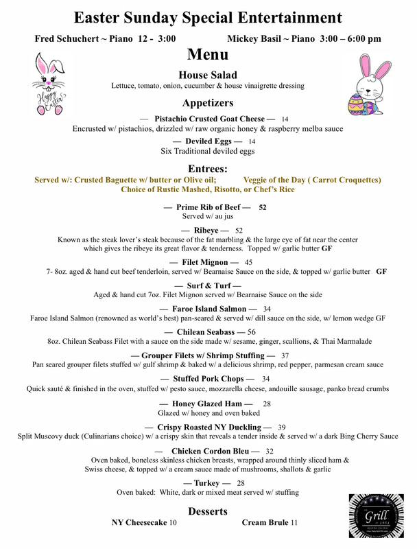 Easter Menu 2024