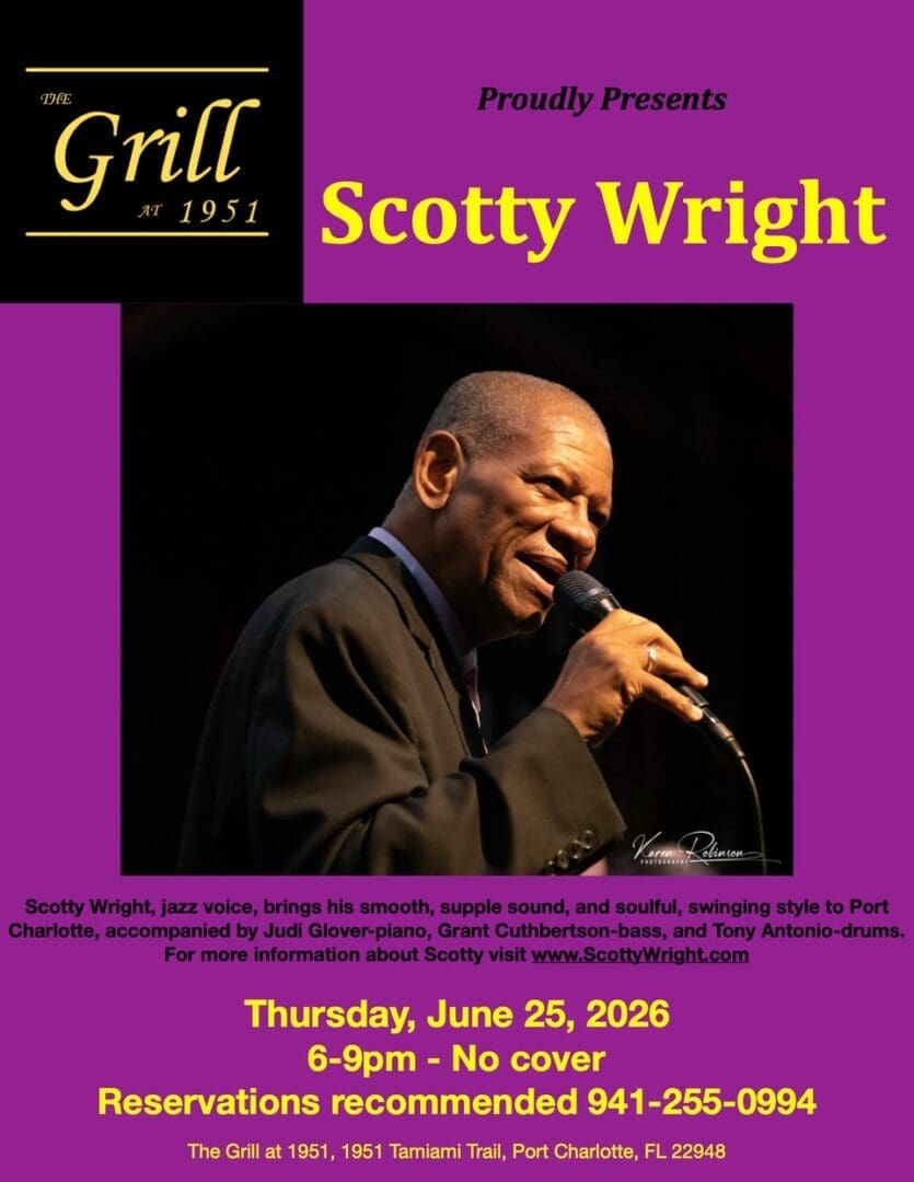 Scotty Wright June 2026 at The Grill At 1951 restaurant in Port Charlotte, Florida